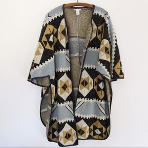 H&M Aztec Blue & Gold Poncho